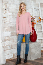 Load image into Gallery viewer, PLUS SIZE Solid Ribbed Long Sleeve V Neck Top
