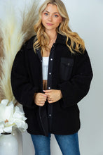 Load image into Gallery viewer, PLUS SIZE Long Sleeve Solid Woven Sherpa Jacket
