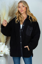 Load image into Gallery viewer, PLUS SIZE Long Sleeve Solid Woven Sherpa Jacket
