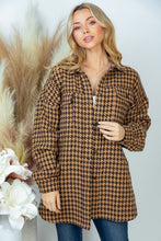 Load image into Gallery viewer, PLUS SIZE Long Sleeve Houndstooth Woven Jacket
