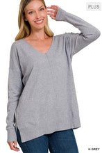 Load image into Gallery viewer, PLUS SIZE Garment Dyed Front Seam Sweater

