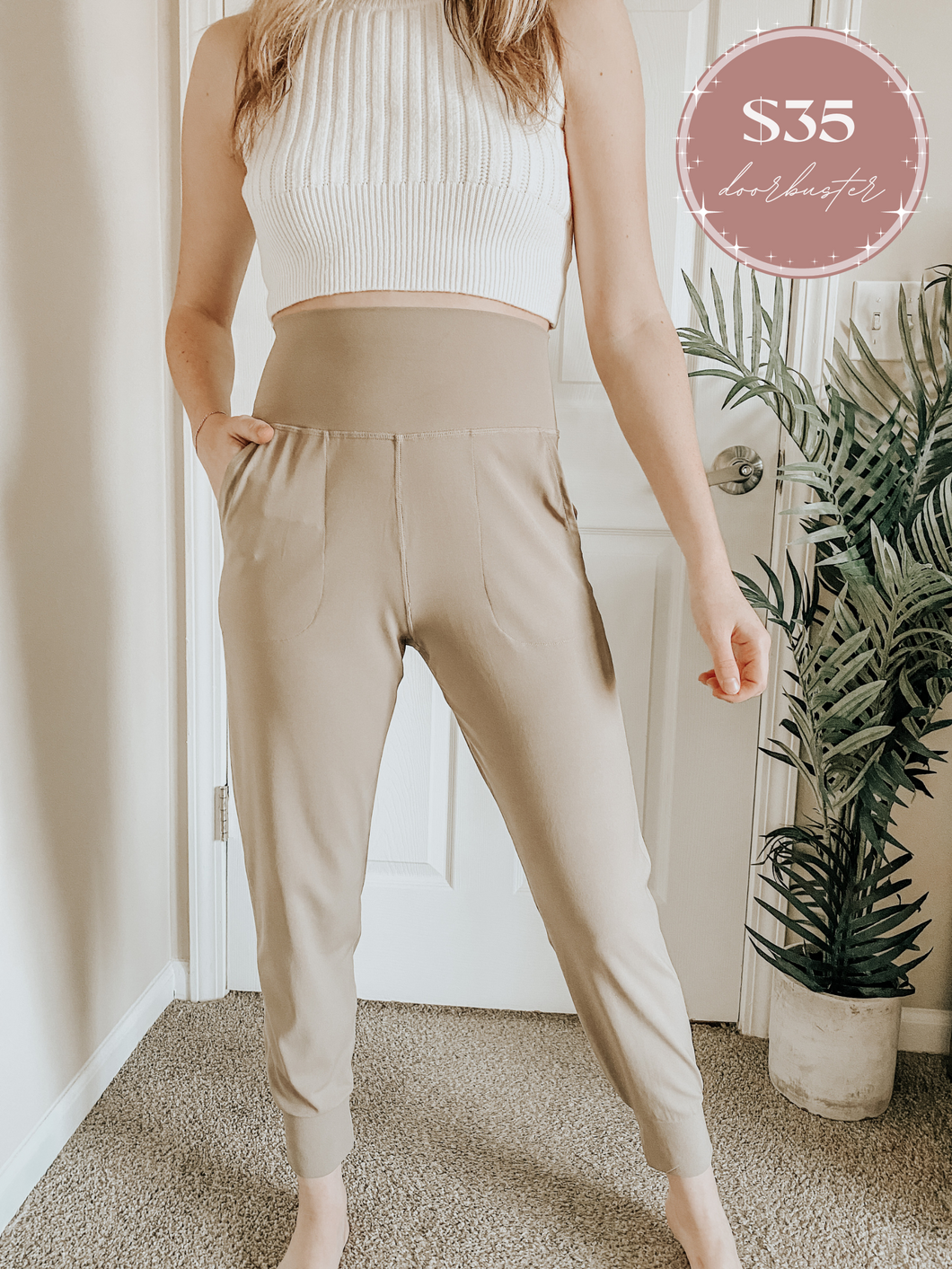 Carmen Relaxed Joggers - Taupe