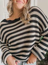 Load image into Gallery viewer, Amber Scallop Stripe Sweater
