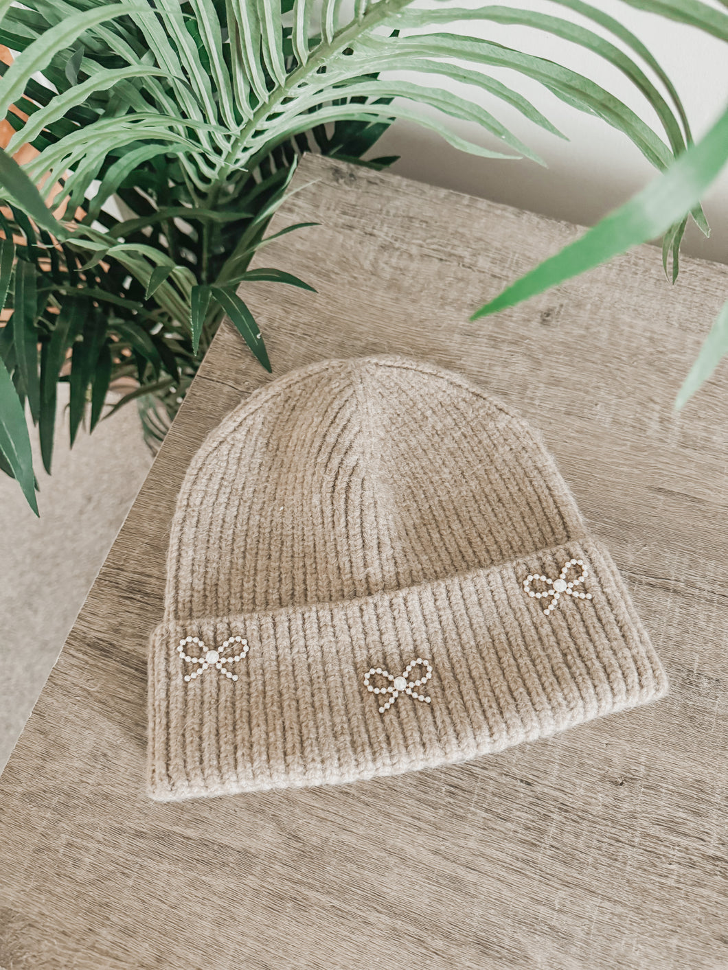 Pearl Bow Beanie