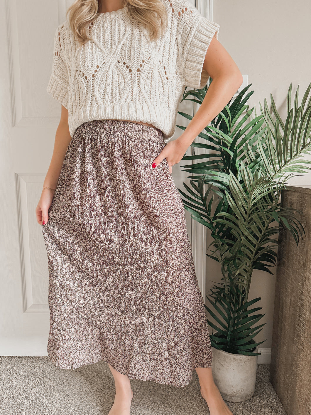 Thankful Floral Midi Skirt