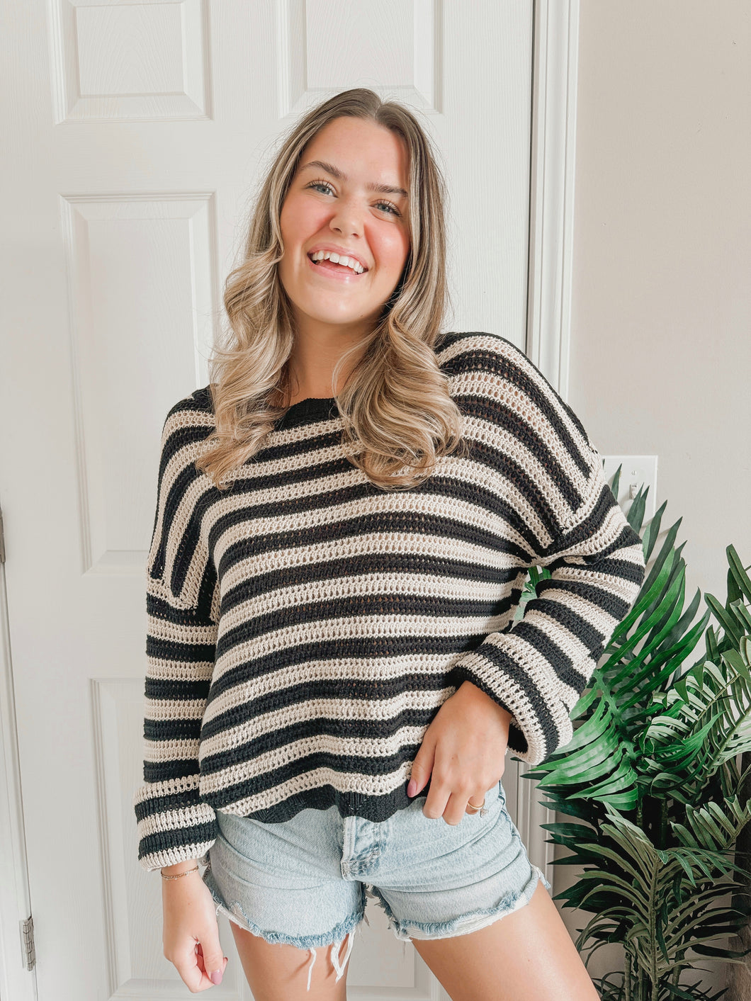 Amber Scallop Stripe Sweater