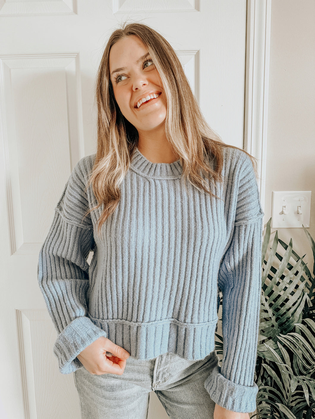 Cloudy Days Ribbed Sweater