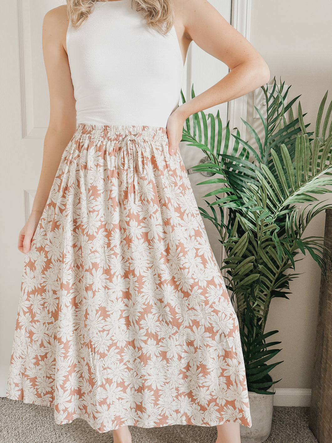 Fresh Flowers Midi Skirt (Clay)