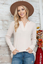 Load image into Gallery viewer, PLUS SIZE Solid Ribbed Long Sleeve V Neck Top

