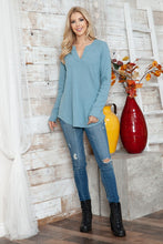 Load image into Gallery viewer, PLUS SIZE Solid Ribbed Long Sleeve V Neck Top
